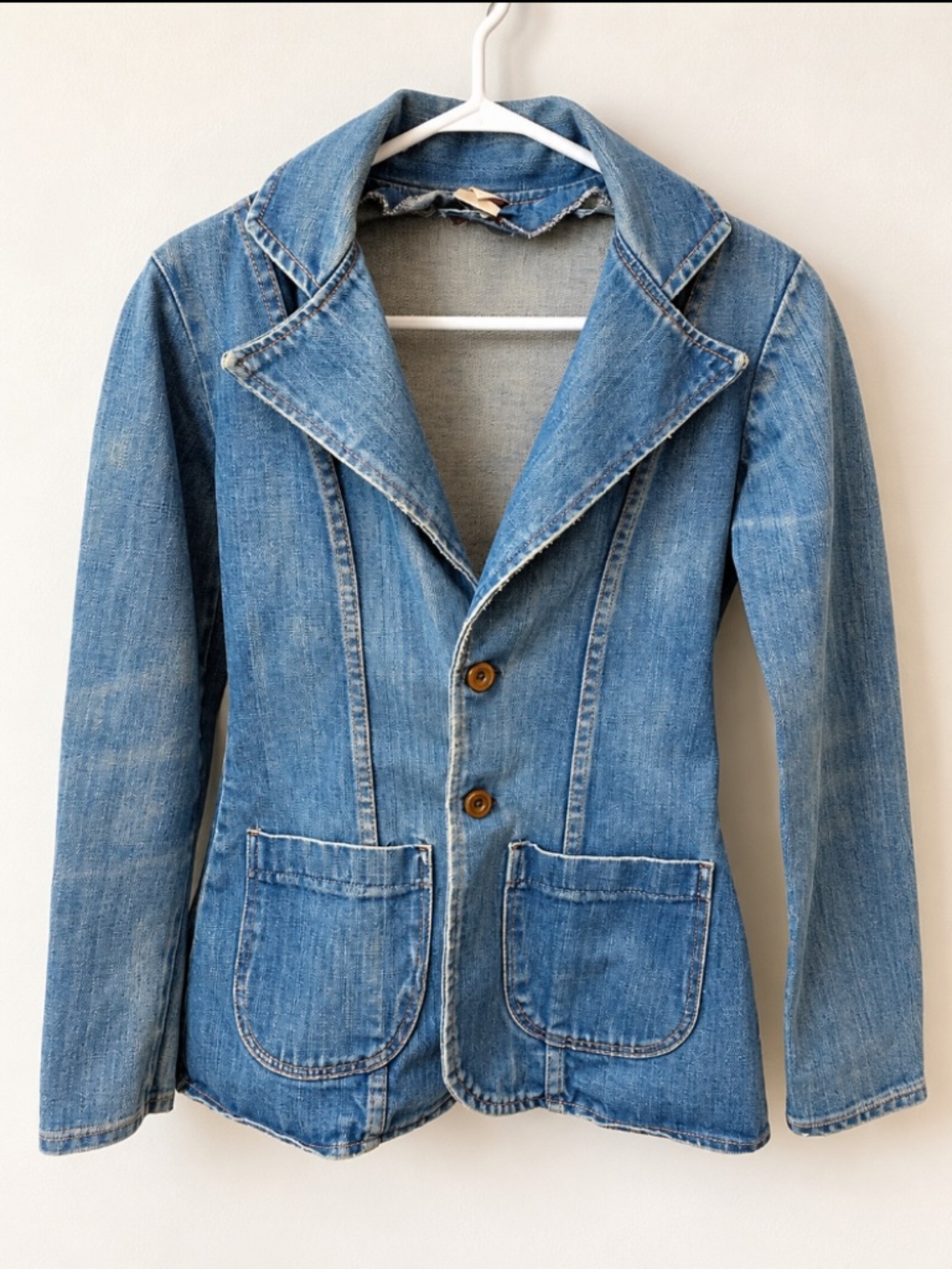 Vintage 70s Maverick Denim Blazer Jacket Size S Fitted Jean Jacket